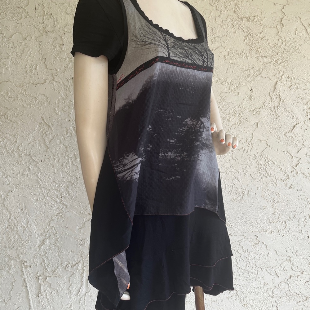 FEMMES JE VOUS Paris Collections Black Dress with Midnight Overlay Top Size 40